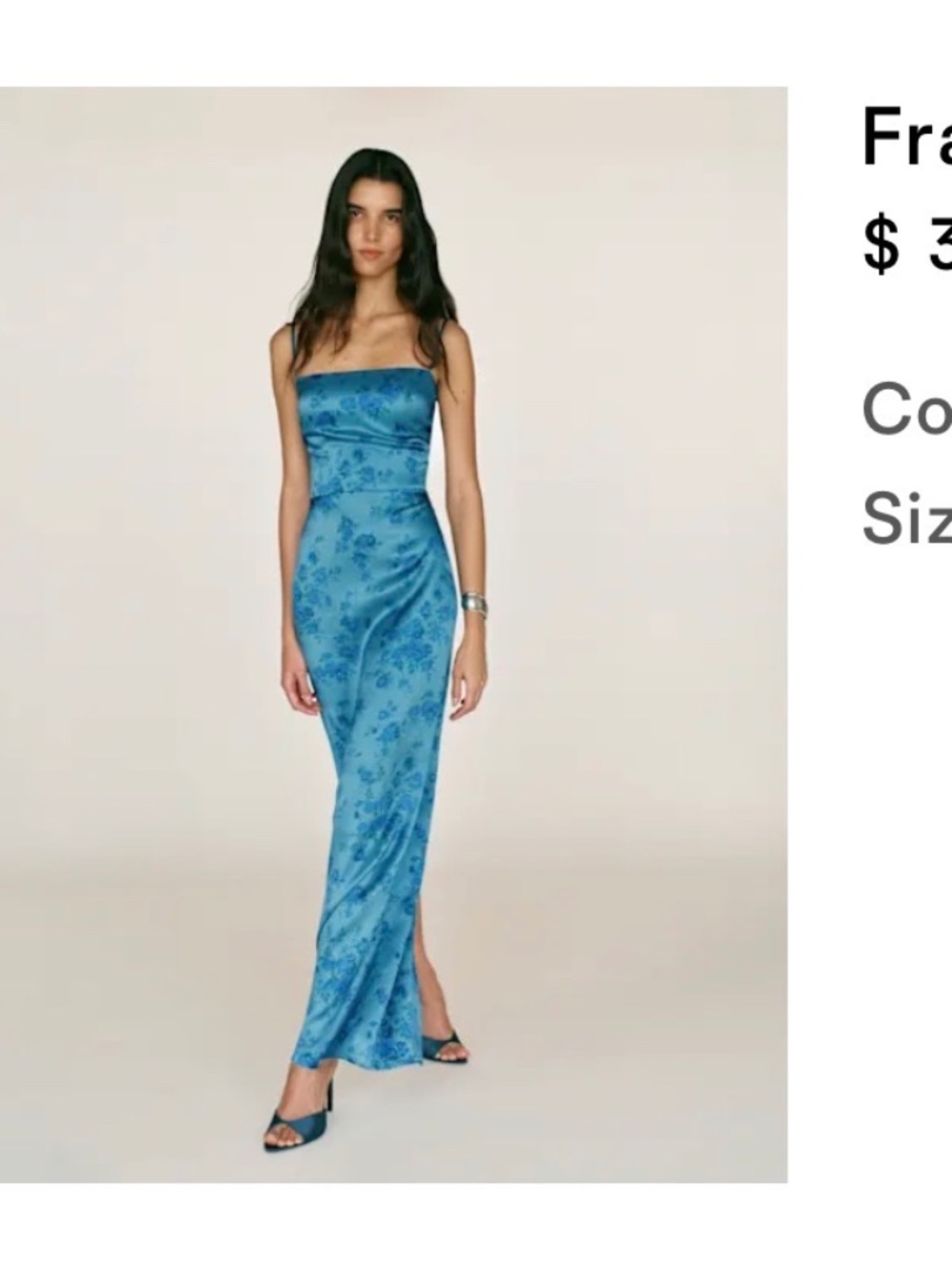 Reformation Frankie Silk Dress Blue - Size 4